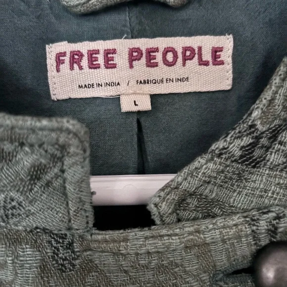 Free People Olive Green Embroidered Military Jacket - Picture 3 of 5